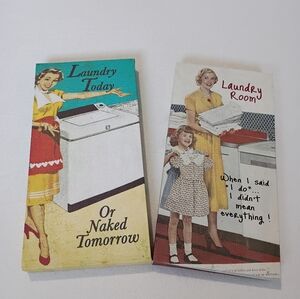Retro Laundry Room Wall Art Set - Housewife Humor (See Photos For Wear)